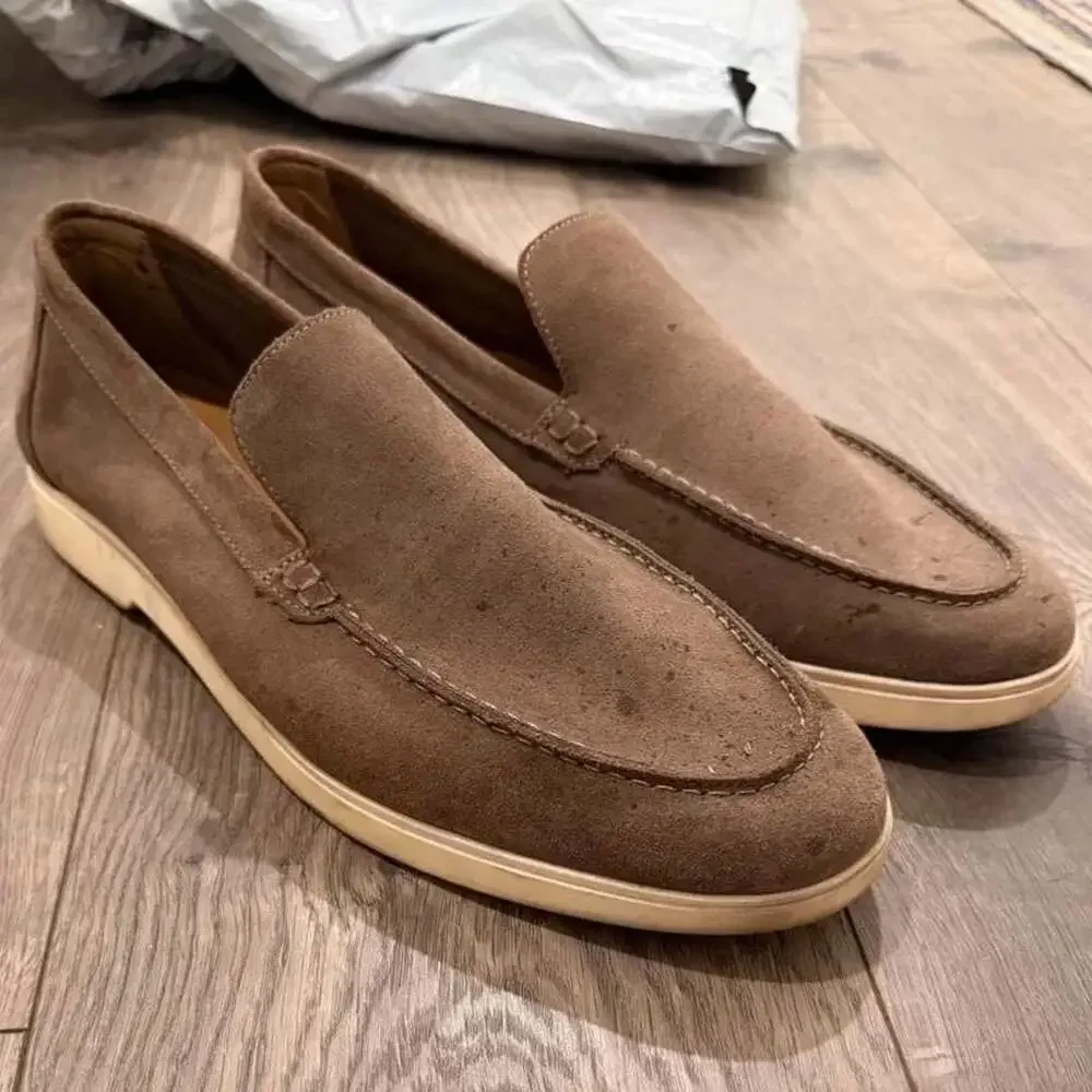 Zara Suede Slip-On Loafers Taupe Size 45